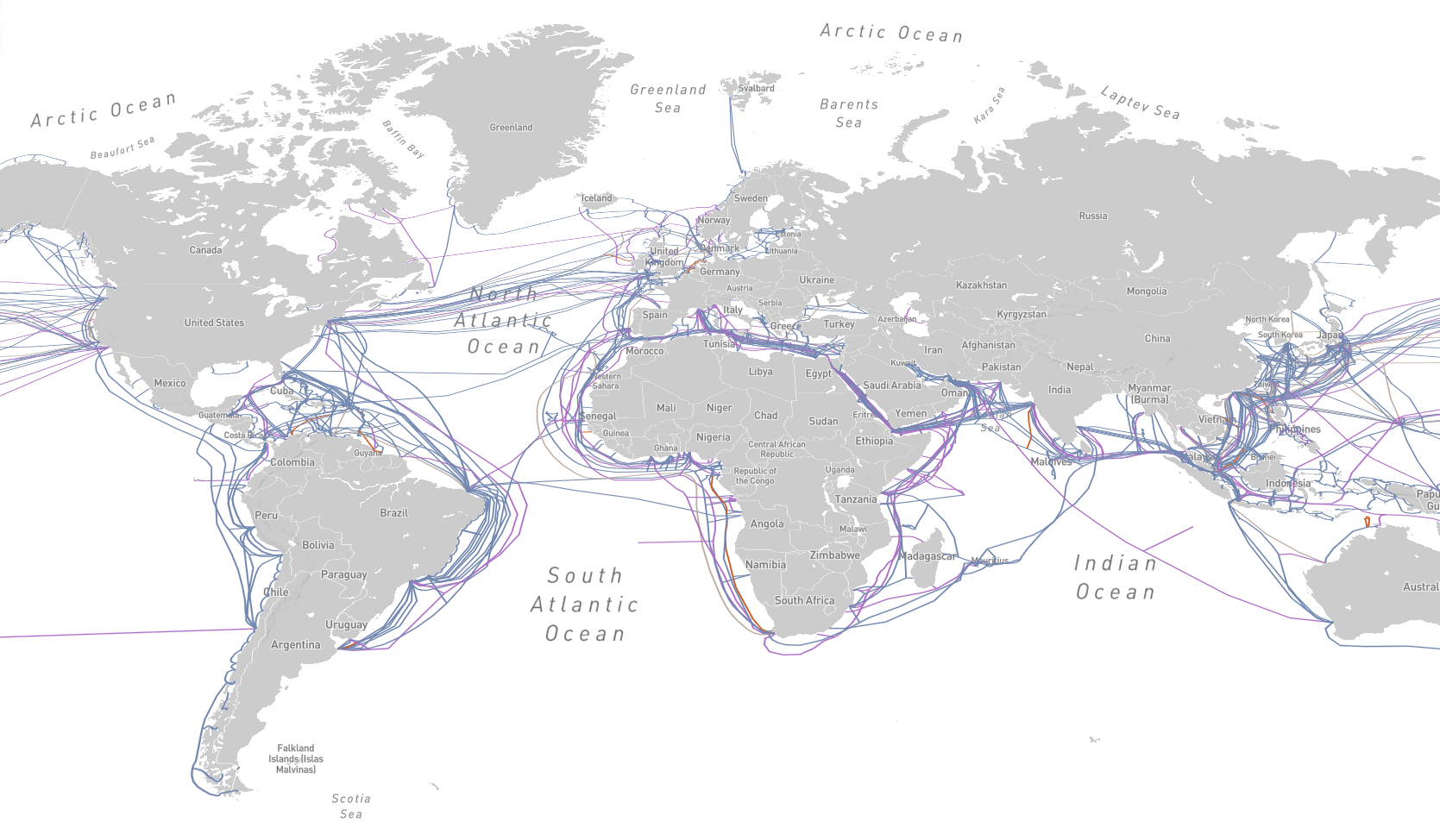 Карта подводных кабелей